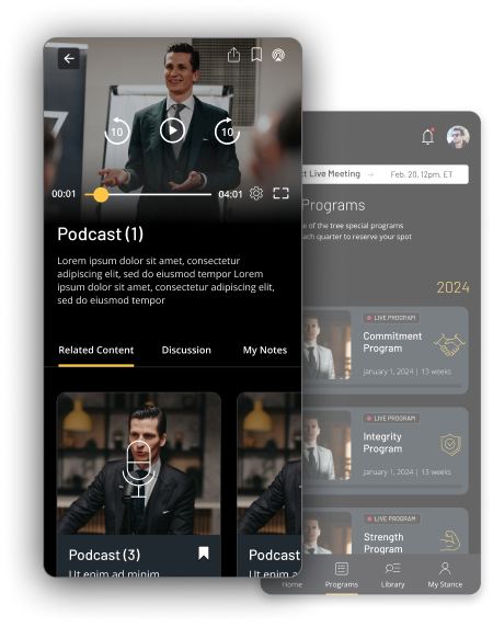 Voorbeeld van Inner Stance online coaching app